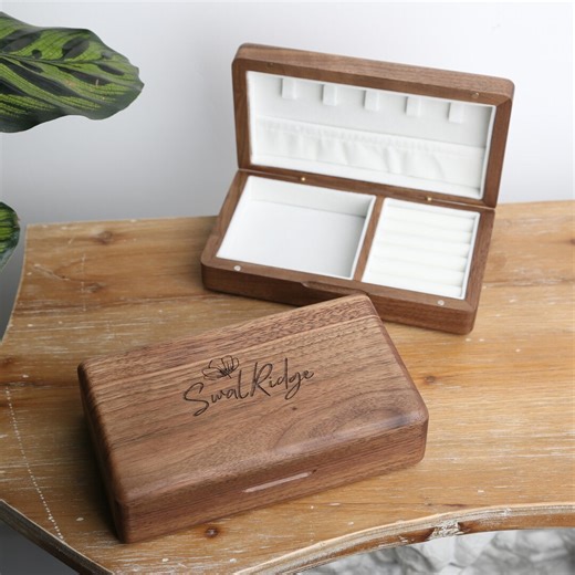 Custom Engraved Walnut Jewelry Box,personalized Wooden Jewelry Organizer Gift - Etsy