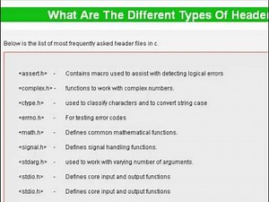 different types of Header files in C