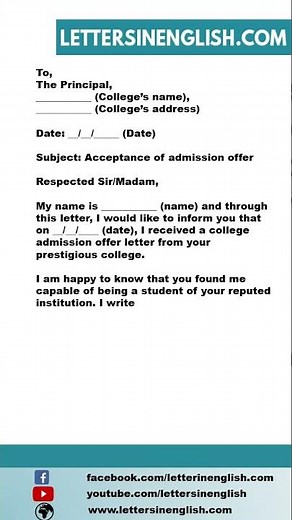 Acceptance Letter for College Admission