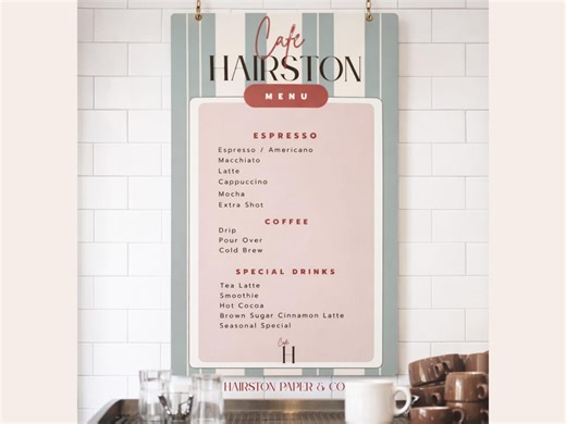 Editable Coffee Bar Menu | Printable Cafe Menu Template | Canva Digital Download - Etsy Canada