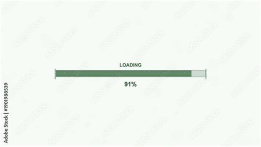 Loading animation shows progress as it reaches 100 percent completion with a simple design on a plain background