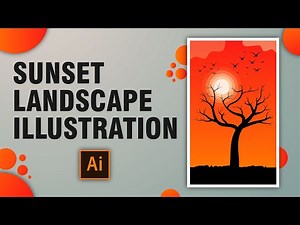 Sunset Landscape Vector Illustration Tutorial | Adobe Illustrator Tutorial