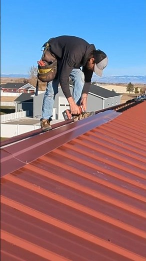 How I set my ridge cap. #construction #yellowstonepostframe #polebarn #postframe #diy #roofing