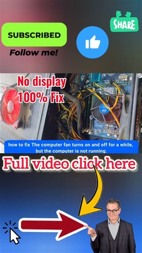 How to fix Computer fan turns on and off for a while, computer is not running,#shorts #techtutorial