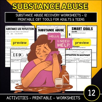 Substance Abuse Recovery Worksheets - Printable CBT Tools for Adults & Teens