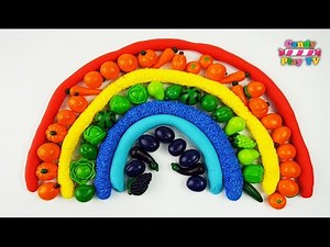 Rainbow With Play Doh Fruits and Vegetables | Learn Colours with Play Doh Foam fruits and vegetables