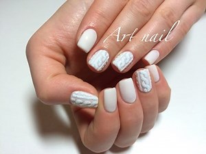 Sweater Nail Design (Pigtails on Nails) Knitted Manicure. Art Nail (Winter Nail Art)