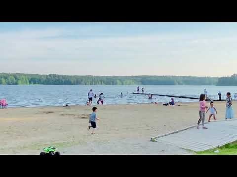 Stockholm Walk Hässelby badet (beach) in summer Stockholm Sweden in 4K ultra wide