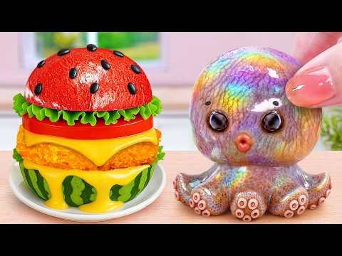 Easy Picnic Combo 😍 Cooking Fried Baby Octopus with Watermelon Burger 🍉 Tina Mini Cooking