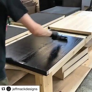 3 comments | Check out Jeff Mack Designs using our water-based stain, Precolor Easy "Intense Black." These stains are designed to be used as pretreatment options before our oils, allowing for creative and contrasting effects. ・・・ We are applying @rubiomonocoatusa Black pre-colour and then finishing these restaurant tables off with black 2C oil! Stay tuned for finished pics! #rubiomonocoat | Rubio Monocoat USA | Facebook