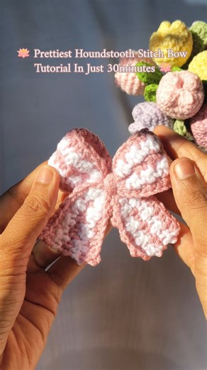 PassionArt on Instagram: "Crochet houndstooth stitch bow hair in just 30minutes.. beginners friendly tutorial 🎀 DM for order ❤️. . . #reels #crochetproject #crochetbow #beginner #tutorial #easycrochet #trending #viralreels #trending #dmformoreinfo📩 #ordernow #supportsmallbusiness #handmade #princess ##affordable #ordernow #pinklover💕 #pinterestinspired"