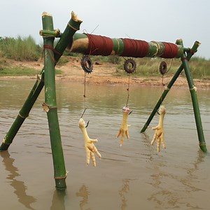 336K views · 16K reactions | Amazing Trap Fishing Video. Smart Boy Build Bamboo Hook Trap With Chicken Leg In River Flowing Water #trap #fishing | Discovery Site | Facebook