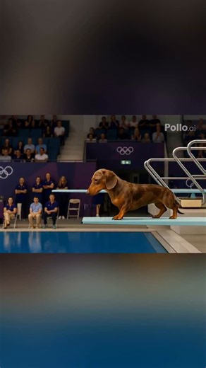 419K views · 14K reactions | Winnie’s First 3M Springboard Dive at the 2025 Olympics… @polloai_official #olympics #sausagedog #winnielovelock #polloai | Countryside Tails | Facebook