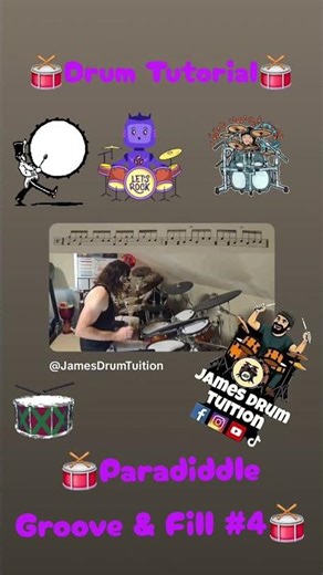 Tutorial series 24: Paradiddle Groove & Fill 4. #drums #paraddidles #drumtutorial #groove #fill
