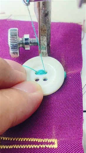 Sewing button using a semi portable sewing machine 🥰🥰🥰 #sewing
