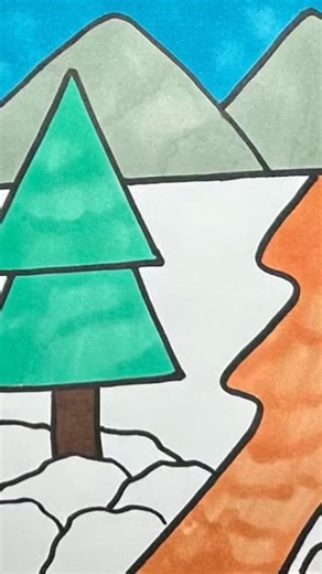 How to draw winter scenery #stepbystepdrawing #art #drawing #drawinglessons #easydrawing #stepbystep