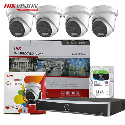 Hikvsion Turret Network Camera Colorvu Dual-mic Strobe Light/Audio Alarm 4-ch PoE 4K NVR 4TB HHD 4 8 MP Cctv Security IP Systems