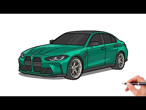 How to draw a BMW M3 G80 2021 / drawing bmw 3 series step by step