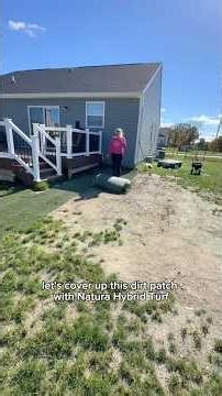 Covering a Dirt Patch with Natura Hybrid Turf 🌱🐶 Mud-Free Yard Fix