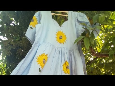 #sunflowerpainting #sunflowermidi dress #onepeicedress #dress #painting