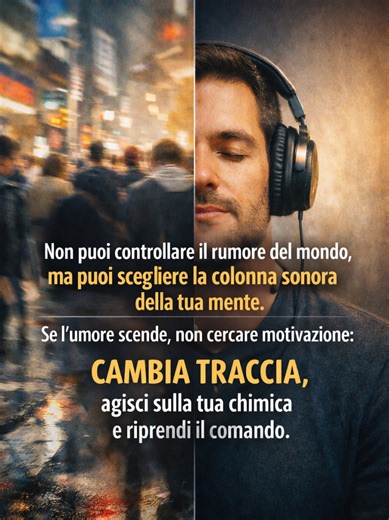 🎧 Non puoi zittire il caos intorno a te, ma puoi cambiare la colonna sonora della tua mente. Quando l’umore scende non serve cercare motivazione: serve agire, cambiare traccia, e riprendere il comando della tua chimica mentale. La musica non è solo intrattenimento: è uno strumento psicologico e neuromodulante che influenza umore, stress e focus attivando circuiti cerebrali legati a dopamina e ricompensa, in modo simile a quello che scoprono gli studi su come la musica modifica emozioni e stato 
