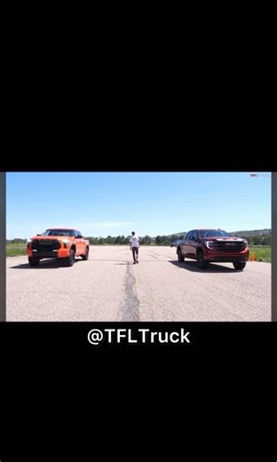 Toyota Tundra TRD Pro vs GMC Sierra AT4 (6.2L) Drag Race! (TFLTruck) #toyotatrd #tundra #gmc #shorts