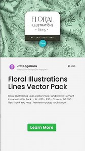 Floral Illustrations Lines Vector Pack | Shuppi