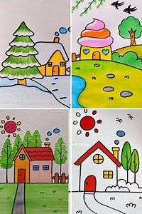 312K views · 2.3K reactions | How to Draw A House From Shapes | Drawing, Coloring and Painting for Kids | Simple Drawings | Facebook