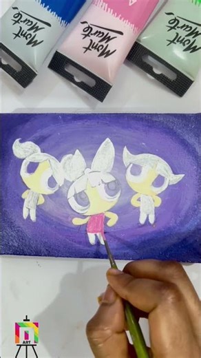Powerpuff Girls art on canvas | how to paint cartoon #acrylicpainting #art #cartoon #powerpuffgirls