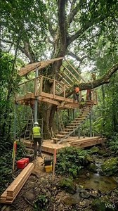Building a Luxury Treehouse Around a Living Jungle Tree 🌳 | Insane 8K Construction Timelapse