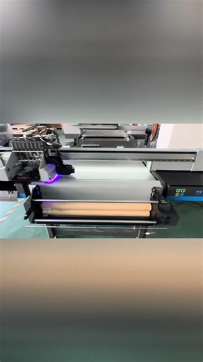 AI-CCD camera scanning UV printer with roll-to-roll functionality testing.