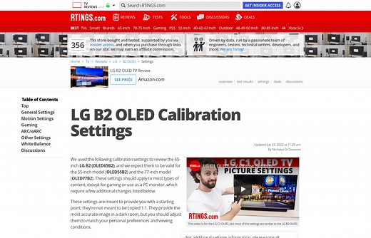 LG B2 OLED Calibration Settings