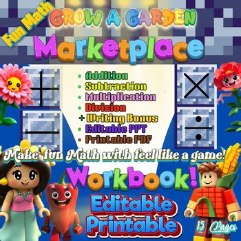 Roblox Marketplace Math-Grow a Garden Gamified Worksheet/Editable