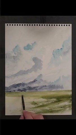 Wide Plains Under Moving Sky | Watercolor Abstract Landscape Painting #415