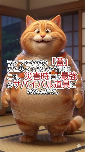 防災師匠猫が教える！サランラップの様々な使い方！ラップは最強！？#師匠猫 #防災 #サバイバル #サランラップ