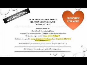 ISC solved mathematics specimen paper (Semester-1)2021-2022