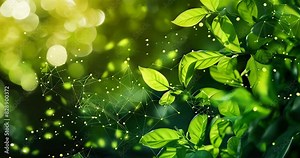 Abstract visualization of carbon molecules transforming into green leaves, symbolizing CO2 conversion into oxygen via photosynthesis, highlighting nature's efficiency. Carbon reduction