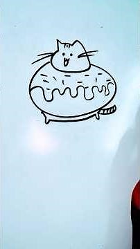 Donut with cat drawing