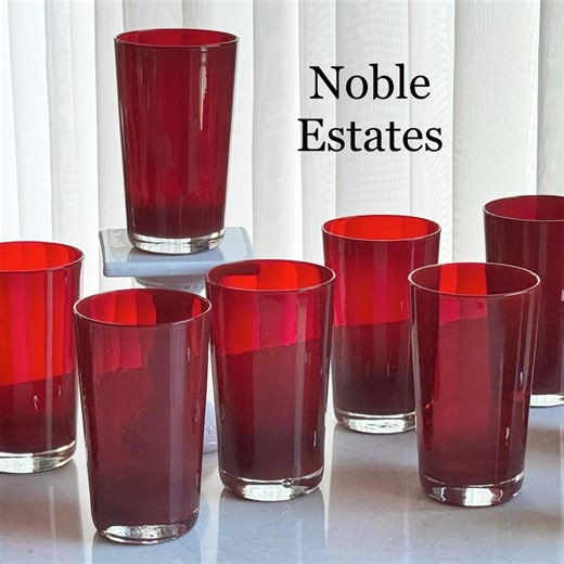 Vintage Ruby Red Cased Glasses - 14 Tumblers Available - Etsy