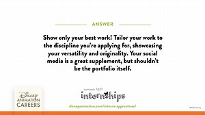 Intern FAQ #3: What do you look for in a reel/portfolio for an artistic production internship? Apply now http://di.sn/6007GoVpR | Disney Animation Careers