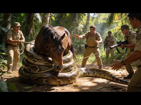 A Giant Python Attacked My Horse But Woodcutter Risks His Life to Save my Horse#rescue #animals