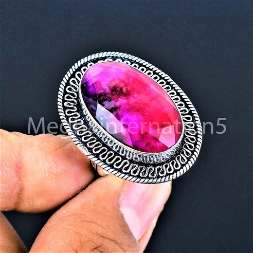 Natural Ammonite Gemstone Ring, 925 Sterling Silver, Oval Ammonite Jewelry, Anniversary Gift - Etsy