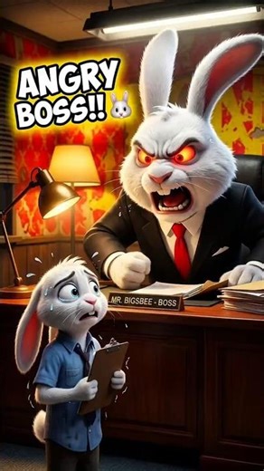 Rabbit Boss Angry 😂 Funny Office Story 🐰🥕 #shorts #rabbit #funny #viral
