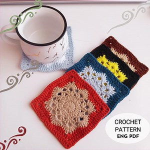 Snowflake Granny Square Crochet Pattern: Easy DIY Coaster (PDF Pattern) - Etsy