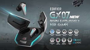 Edifier GX07 - Unique design with RGB lighting effects enhances your gaming vibe - Game mode with low-latency signal transmission - Hybrid ANC technology with ambient sound mode - Dual-Mic ENC (Environmental noise cancellation) for clear phone calls - Infrared wearing detection: the music is automatically played/paused when earbuds inserted/removed - Tap control for easy operation - Personalize your settings and find more with the EDIFIER CONNECT APP - Ergonomic in-ear design with 3 pairs of ear