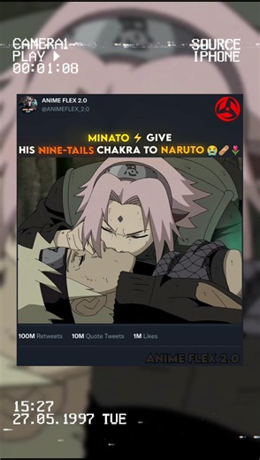 SAKURA 🌷 KISS NARUTO ❤🥰 AND MINATO GIVE HIS NINE-TAILS CHAKRA TO NARUTO 😭🩹🌺 #naruto #shorts