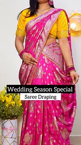 Saree link 🖇️👉 https://web.lehlah.club/s/mp7mac Blouse link 🖇️👉 https://web.lehlah.club/s/j6a328 Wedding Season Special Different Style Saree Draping tutorial 💗✨ | Beauty n Style