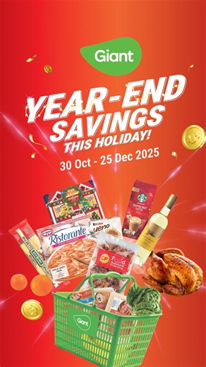 The Year-end Sale is here! 🎉 Check out our catalogue to find Giant deals and savings for all your year-end gatherings and parties. Browse the year-end catalogue here: https://giant.sg/yearend-catalogue #GiantSingapore #YearEndSale | Giant Singapore