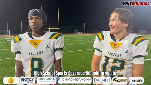 5.7K views · 38 reactions | Eric Johnson & DJ Benker of West Seneca East Football after their 42-14 win over Starpoint Brought to you by: Logistics Plus, Daemen University, Wingnutz, SUNY Cortland, Binghamton University, G&G Fitness & Richmond Vona | WNY Athletics | Facebook