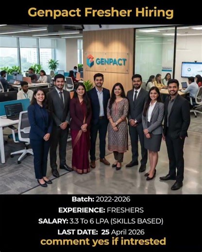 Genpact Fresher Hiring 2026 | 5.8 LPA Salary | No Experience Required!